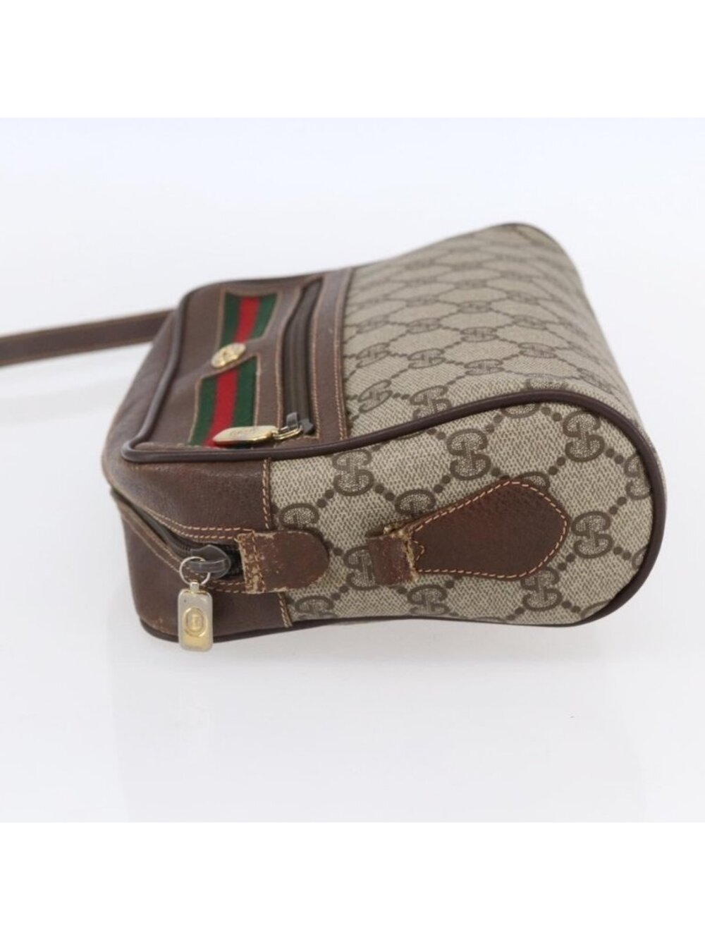 Authentic GUCCI GG Supreme Web Sherry Line Bag PVC Beige Gold 56 02 087 - Picture 10 of 16